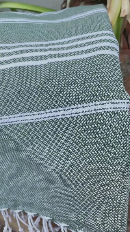 Asciugamano Spa Hammam in cotone AMARA – Compatto e senza sabbia – Verde kaki - 180x100 cm