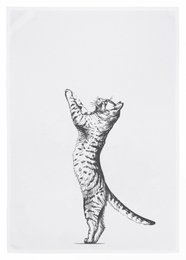 Paño de cocina blanco, CAT, gris