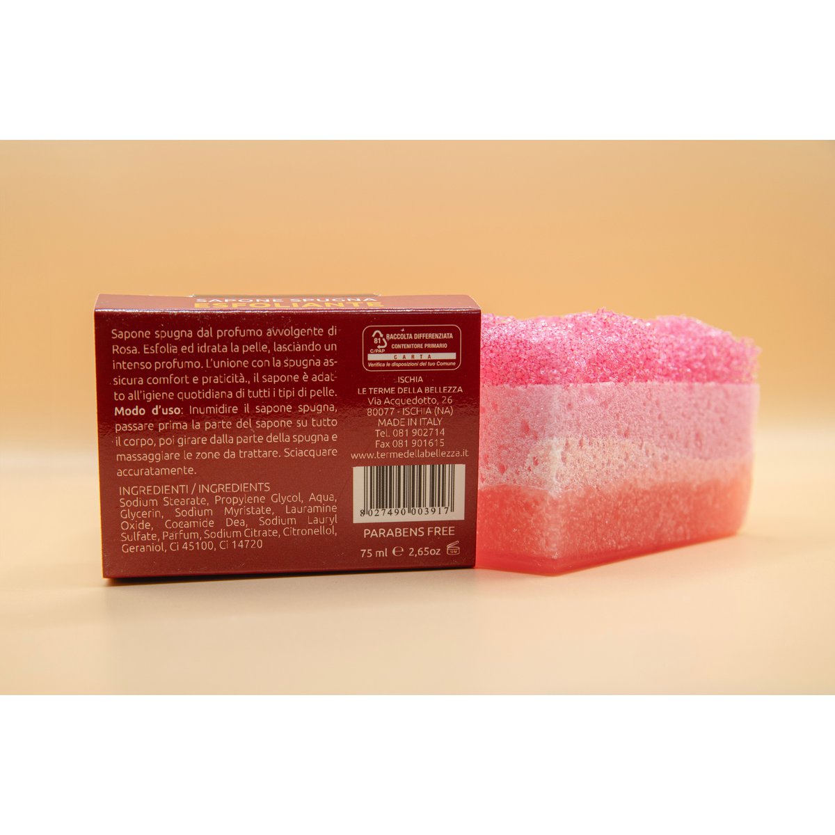 Rose exfoliërende sponszeep - 75 gr