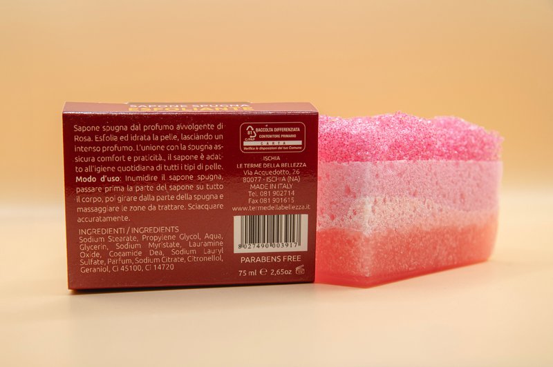 Mydło w gąbce złuszczającej różę - 75 gr