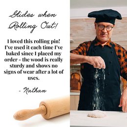 Rouleau à pâtisserie classique en bois professionnel avec centre rotatif (44 x 5,5 cm)