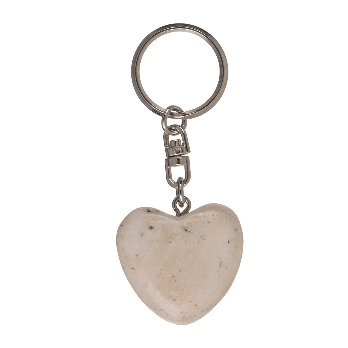 Metal Keychain, Worry Heart Natural Stones,
