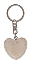 Metal Keychain, Worry Heart Natural Stones,