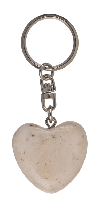 Metal Keychain, Worry Heart Natural Stones,