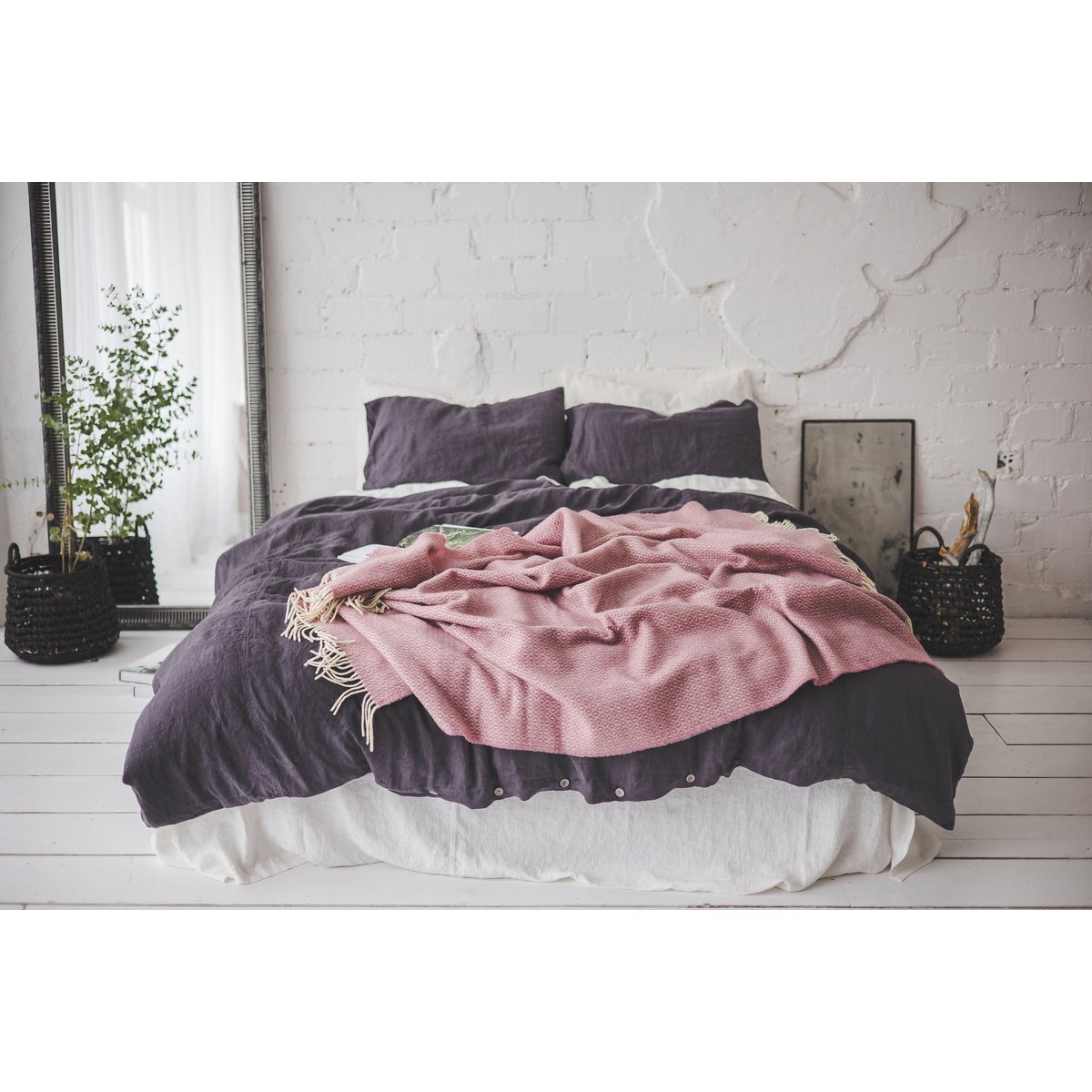 Linnen beddengoedset voor VK/EU in verschillende kleuren en maten