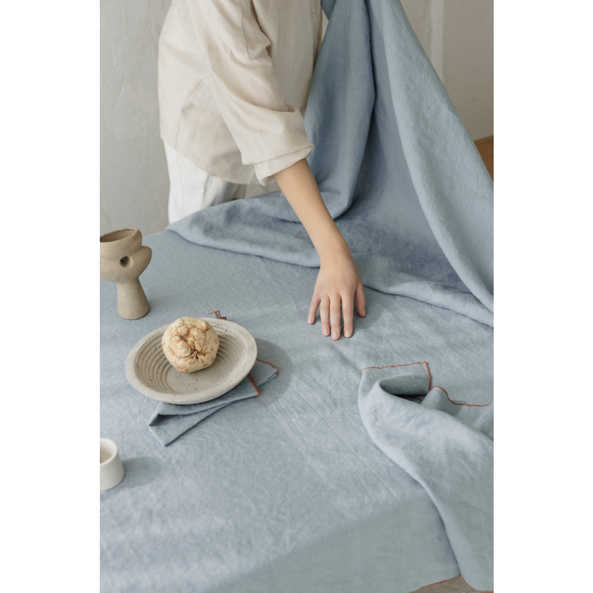 NOVCHINI LAGO TONICA TONICE BLU BLU DETTAGLIO (SET DI 2 PERSE) / LINENZA 100%