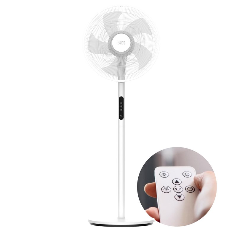 Ventilatore da terra silenzioso LIFETIME - con telecomando e display LED e 5 modalità I Risparmio energetico oscillante I Ventilatori Ventilatore da terra silenzioso per soggiorno camera da letto
