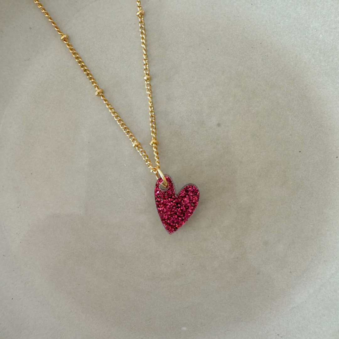 Halskette Lume Charms Glitzer | Herz - Wein