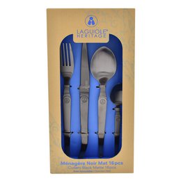 Laguiole Héritage Matte black cutlery set 16 pcs