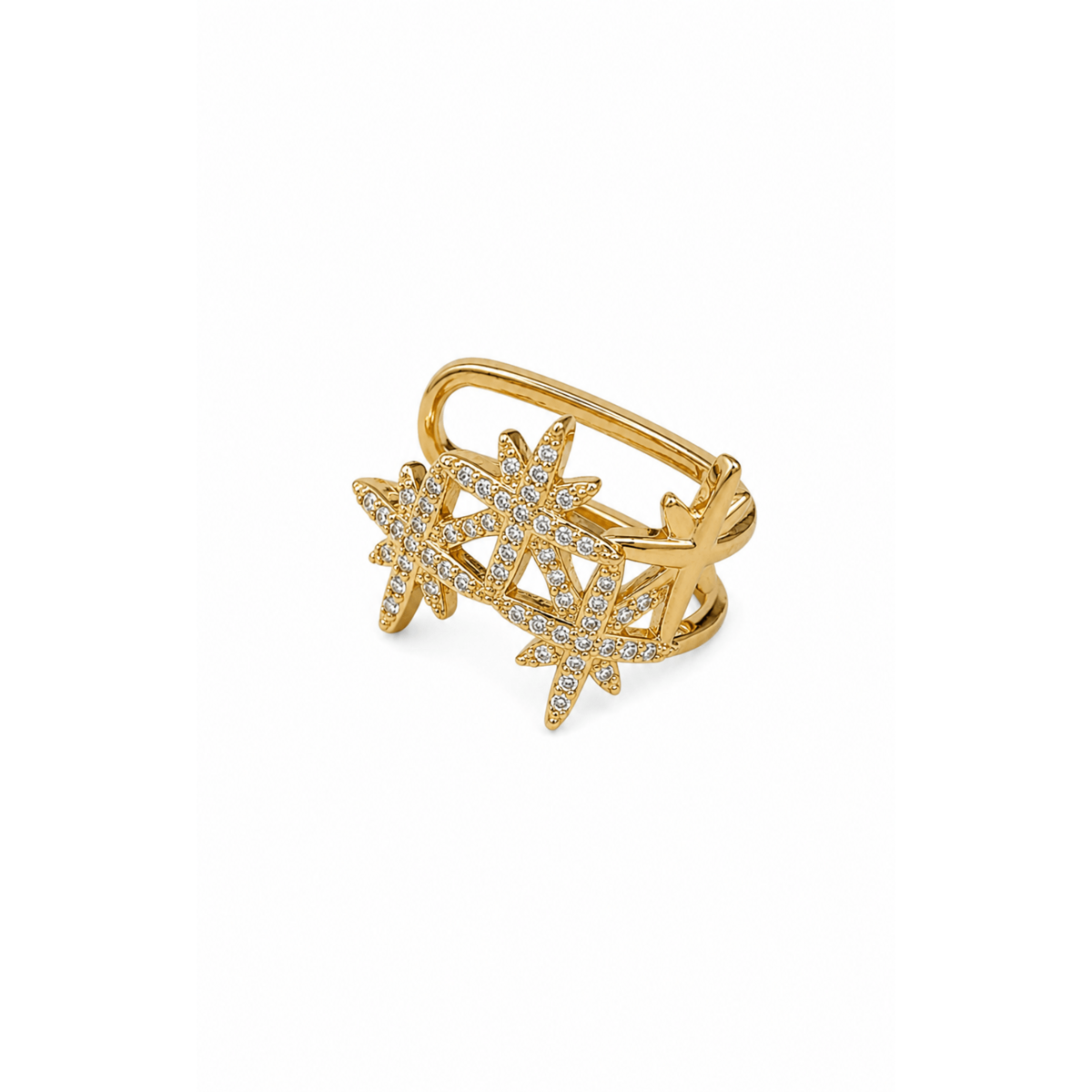 Celestia Cuff – Ear cuff with 18K gold plated brass stars and zircons