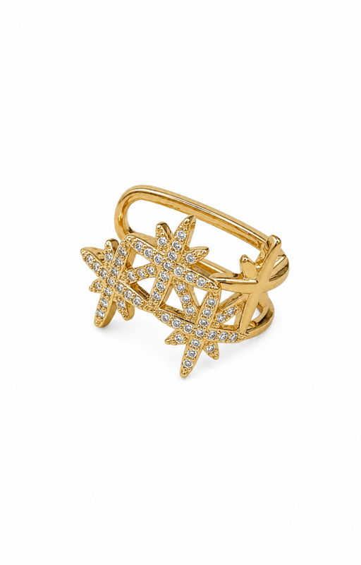 Celestia Cuff – Ohrklemme mit 18 Karat vergoldeten Messingsternen und Zirkonen