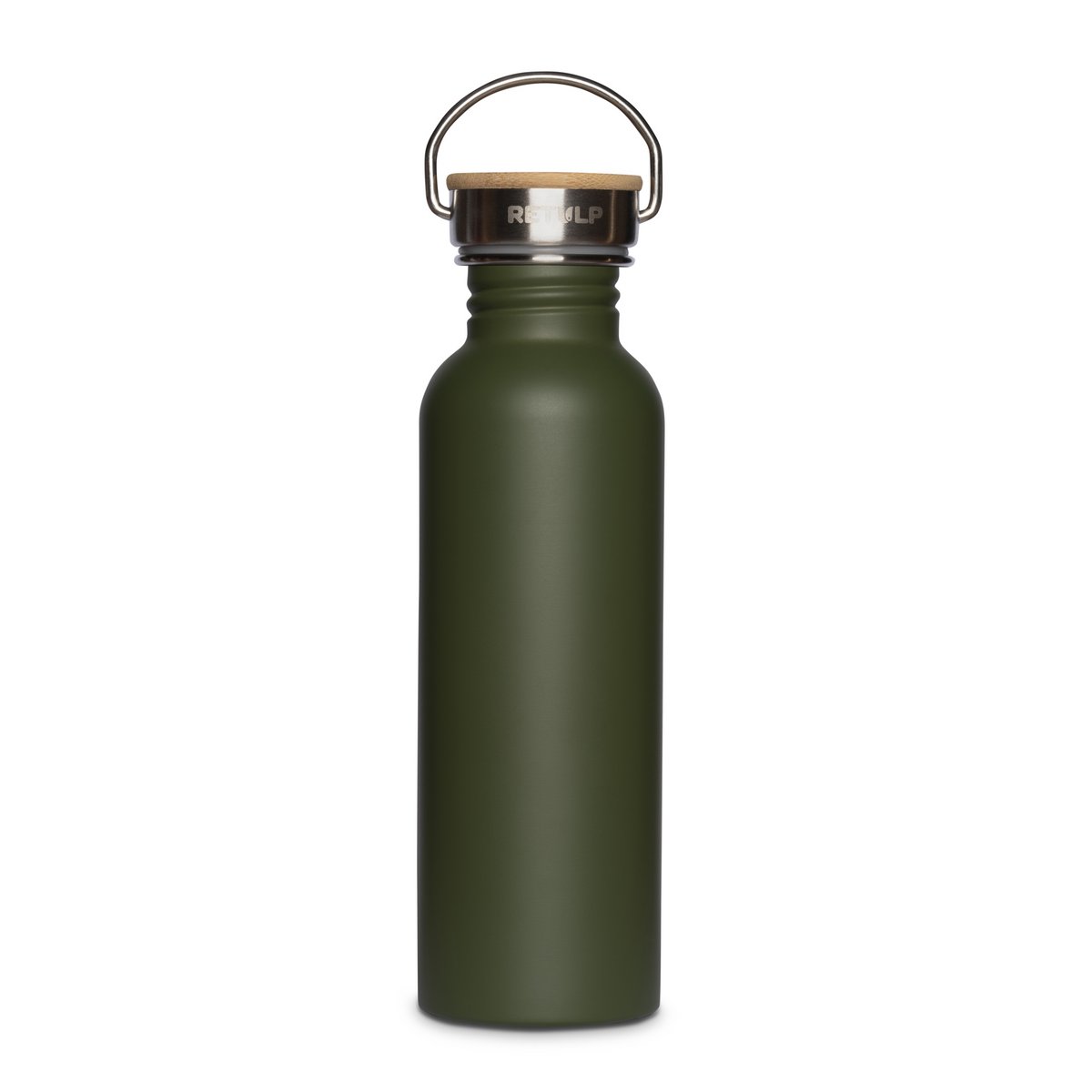RVS drinkfles lekvrij bamboe dop Green 750 ml