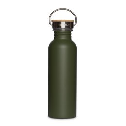 Butelka do picia ze stali nierdzewnej, szczelna zakrętka bambusowa, zielona 750 ml