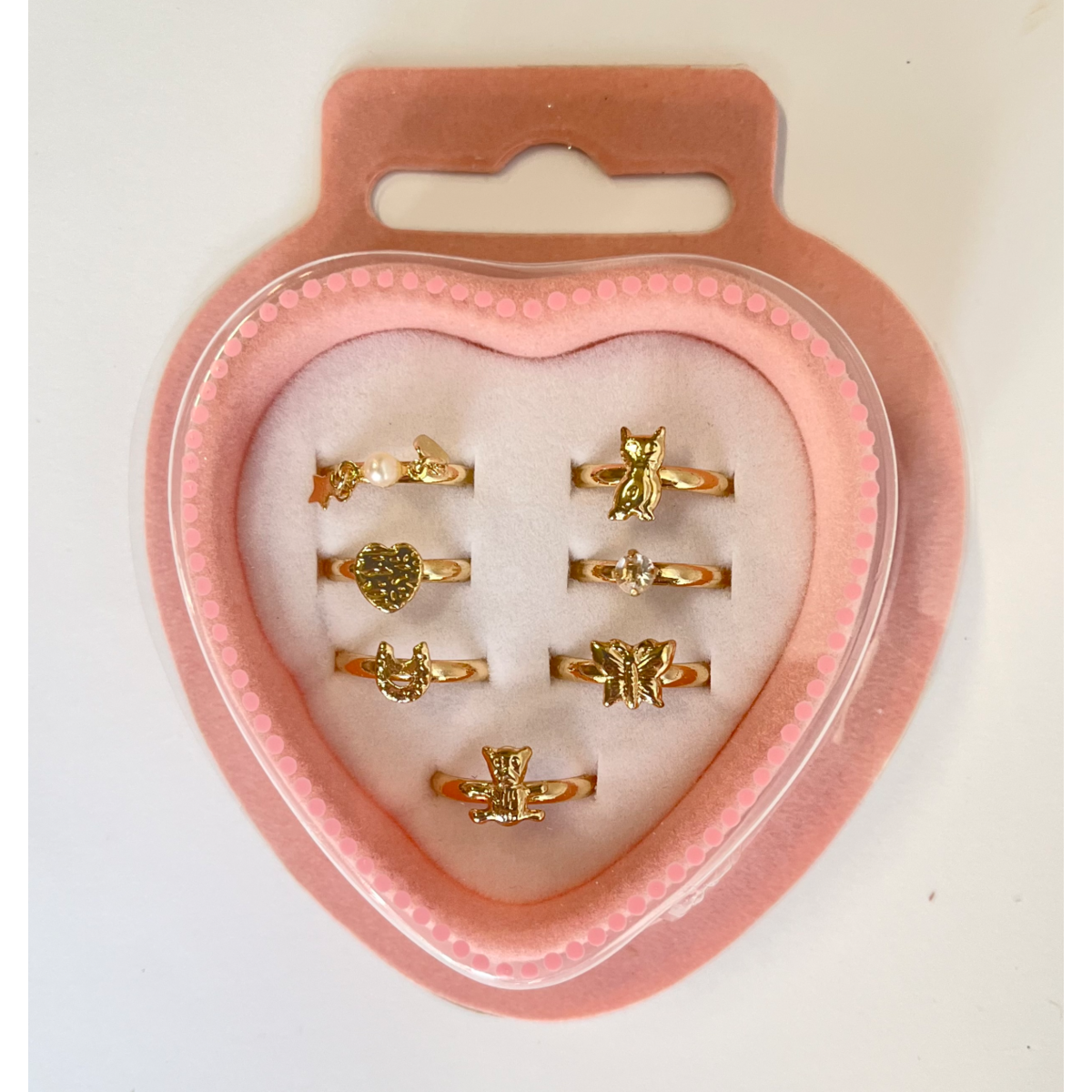 Children's rings in heart box 7 pcs.