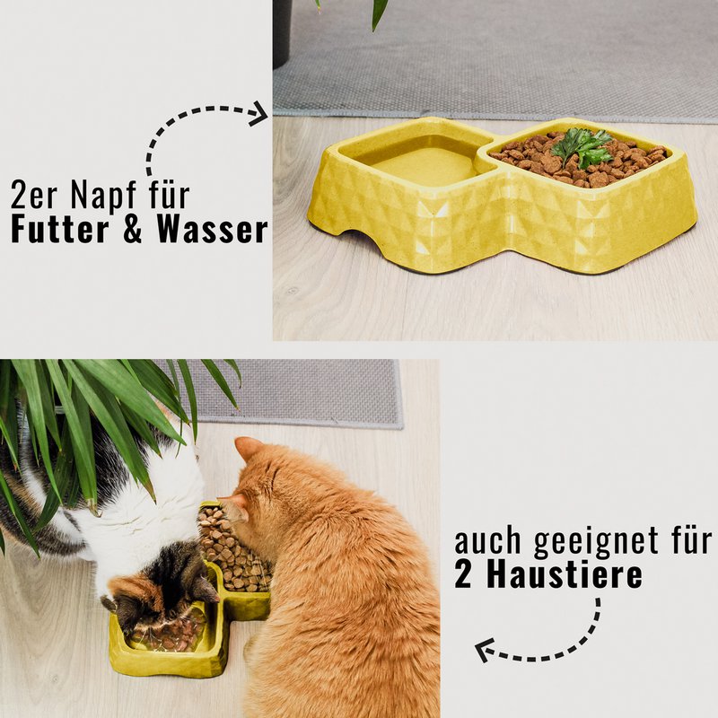 Ne & No® Bamboo Double Bowl para gatos y perros