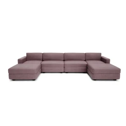 Dusty pink U-shaped modular sofa, 180x360x180cm, spacious seating for multiple people, contemporary design.