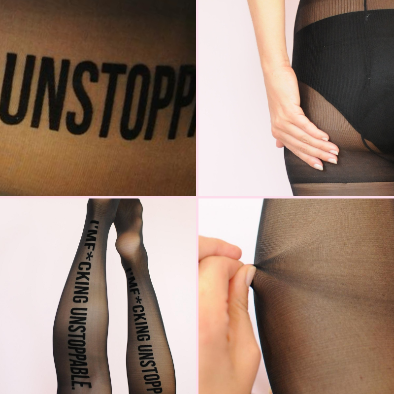 1-Pair #StatementTights I'M F*CKING UNSTOPPABLE "Message on Tights" schwarze Strumpfhose 40 DEN