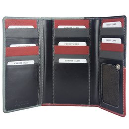 Sunsa women's wallet. leather purse. Wallet with RFID protection. Sustainable wallet made from leather scraps. Large women's wallet with many credit card compartments - wallet/purses for women the best gift idea.