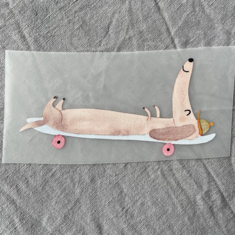 Iron image Skater dachshund, hanging picture dog, patch, gift