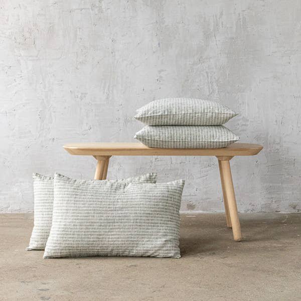 Linen Cushion Cover Forest Green Natural Brittany