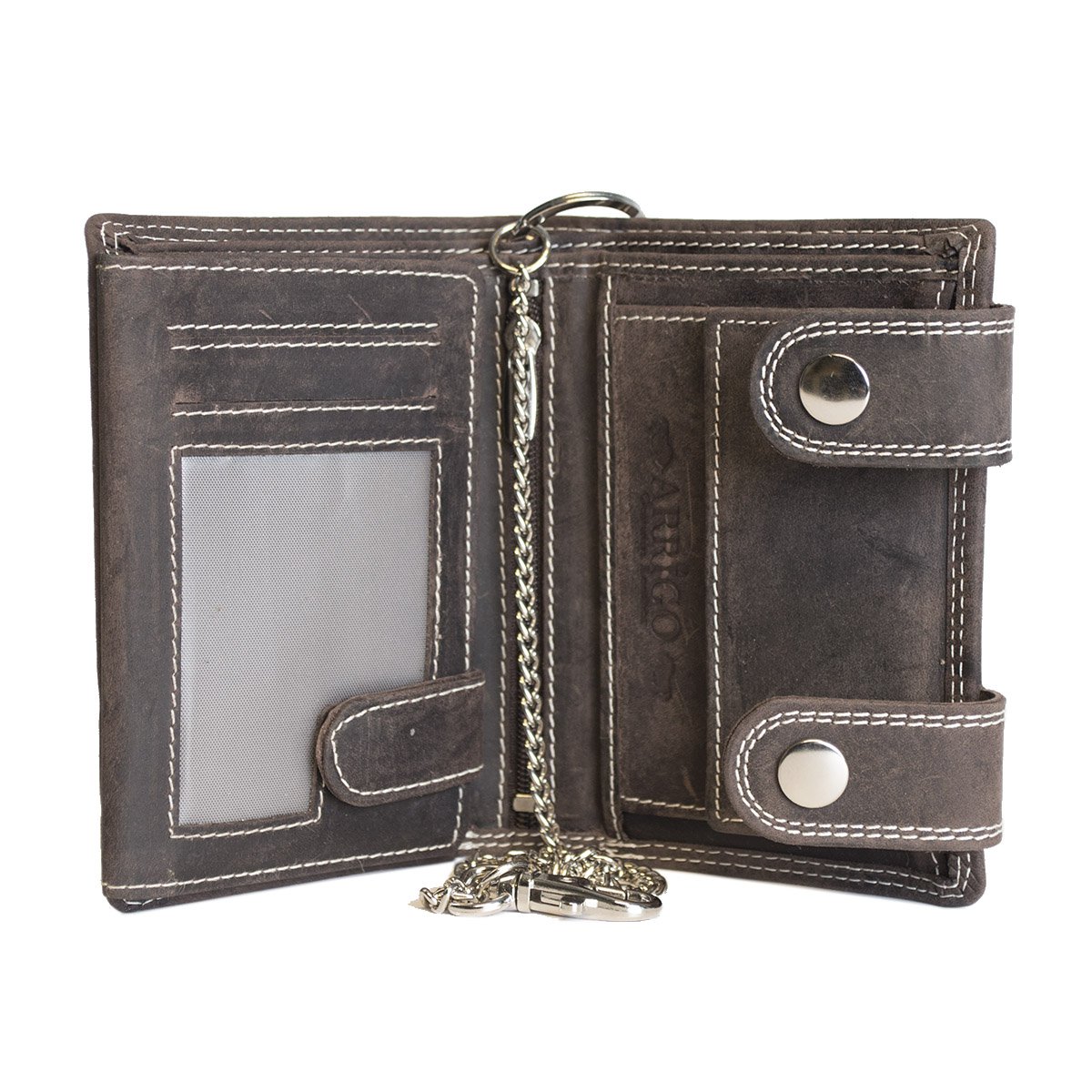 Portefeuille Homme Cuir Avec Chaîne Cuir de Buffle marron foncé
