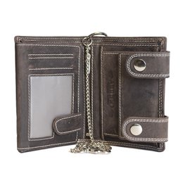 Men's Wallet Leather With Chain dark brown buffalo leather