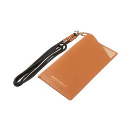RB1087S | Brillen-/Smartphone-Halter mit Schultergurt, hergestellt in Italien aus echtem, glattem, mattem Leder. Cognac-Farbe