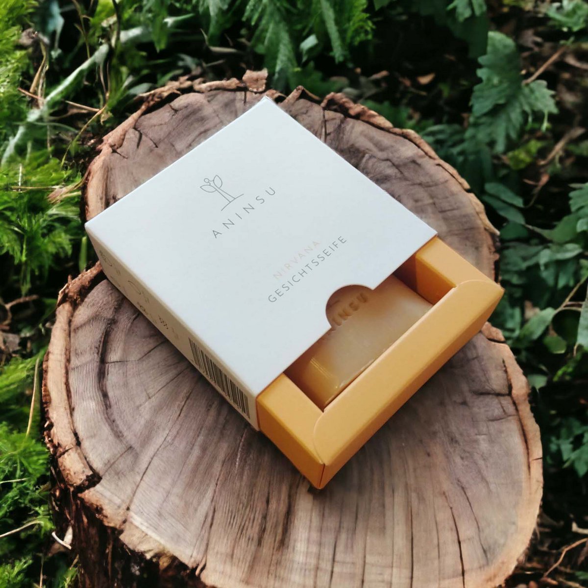 Nirvana Gesichtsseife von Aninsu | zertifizierte Naturkosmetik | vegan plastikfrei handgemacht | mit Bio-Ölen | Reinigung & Pflege | mit Kurkuma & Sanddorn | einzigartiger Duft | 60 g