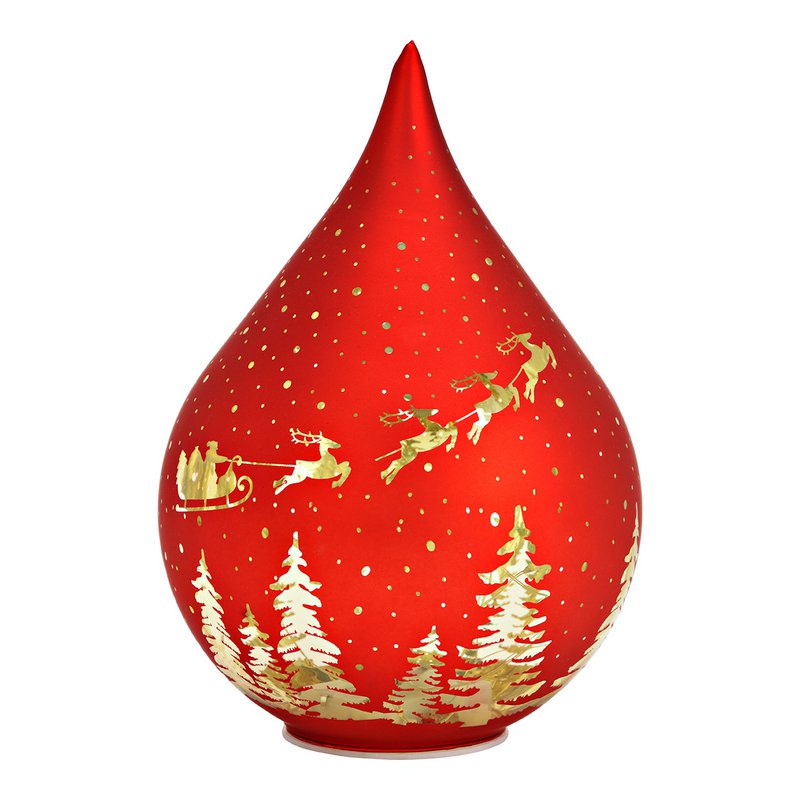 LED Leuchte Tropfen Weihnachtsdekor (exkl. 3xAAA) mit 6/18 Timer aus Glas, Rot (B/H/T) 14x20x14cm