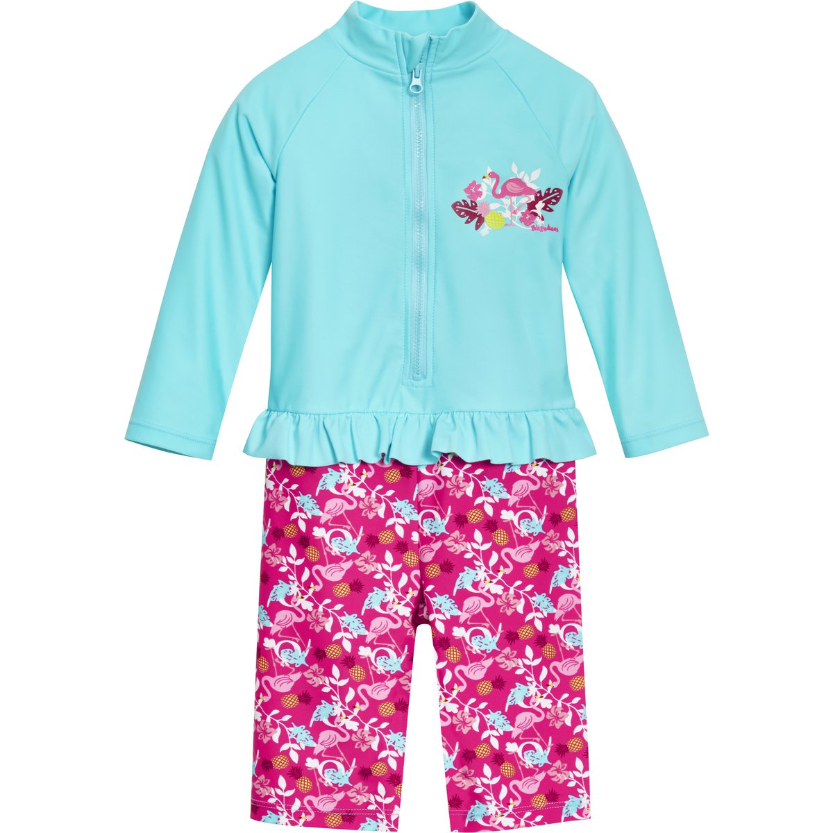 UV-Protection suit flamingo long sleeve - turquoise