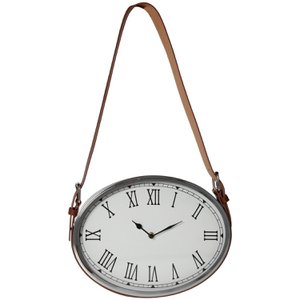 HÄNGEUHR AUS METALL MIT LEDERGRIFF, BATTERIE: 1XAA NICHT INBEGRIFFEN _35,5X5,5X29 CM HMAX:63CM ST23040