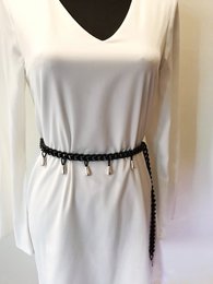 Ceinture Chaînes et Gouttes noires et argentées