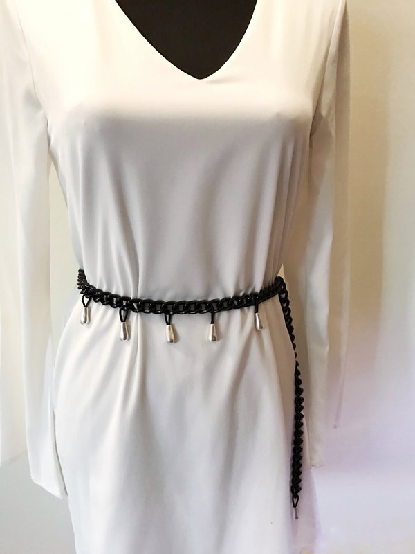 Ceinture Chaînes et Gouttes noires et argentées