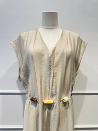 Lang Jumpsuit-kjole med perlebælte - VISCOSE - 8800