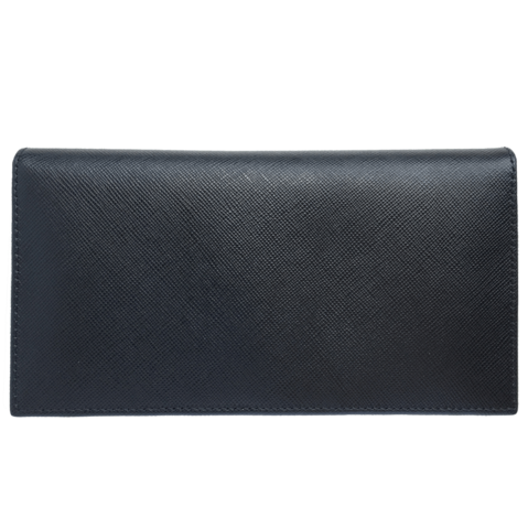 16 Kreditkarten Saffiano Brieftasche mit langem Umschlag Schwarz