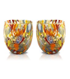 Klassieke waterglazen van handgeblazen en handgemaakt glas met Murano Murrine, lijn “I Colori di Murano”, 320 ml. Gemaakt in Italië