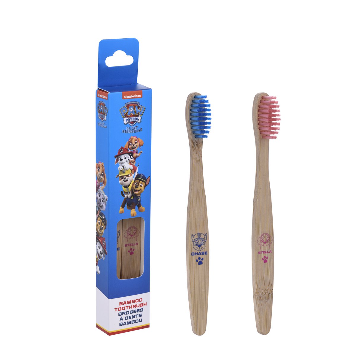 Pat Patrouille set de 2 cepillos de dientes infantiles de bambú