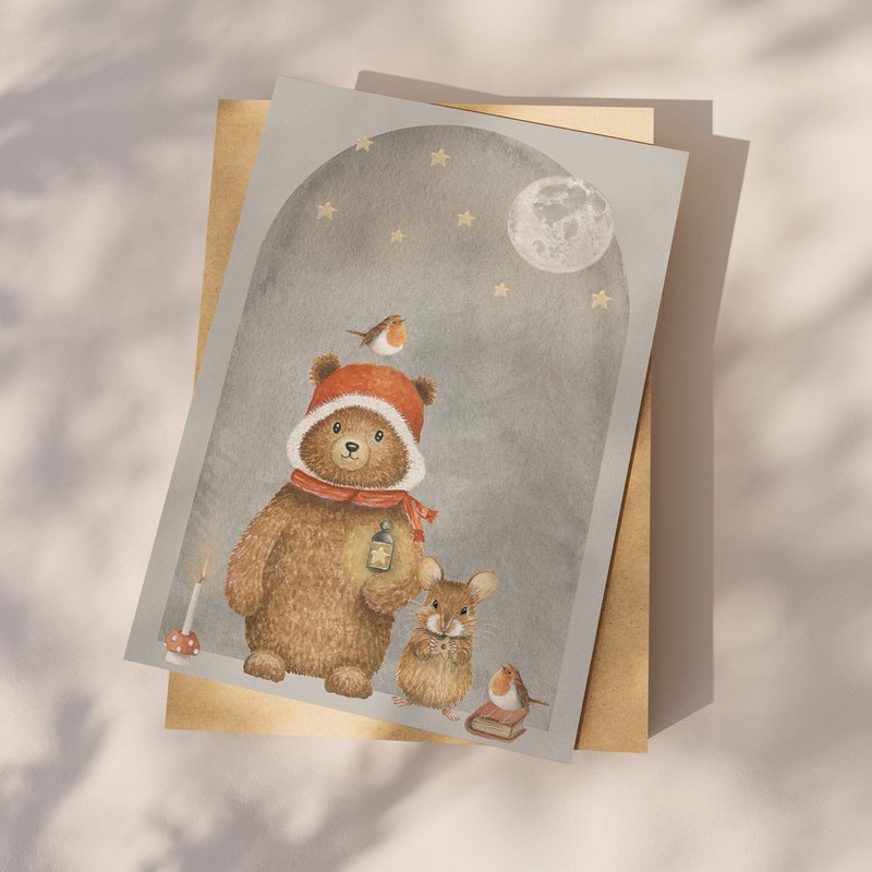 Orsetto da cartolina con topo