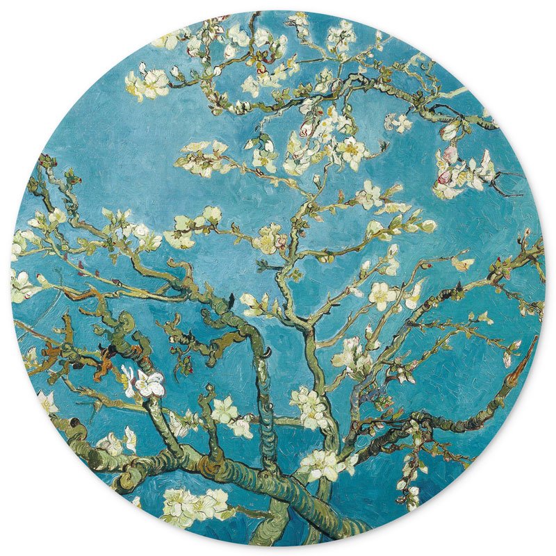 Vægcirkel Mandelblomst - Vincent van Gogh - rundt maleri - vægcirkel