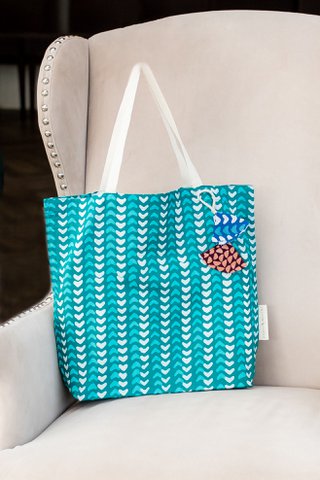Stoff Geschenktüten Tote Style - Batik Kollektion - Teal / Hearts