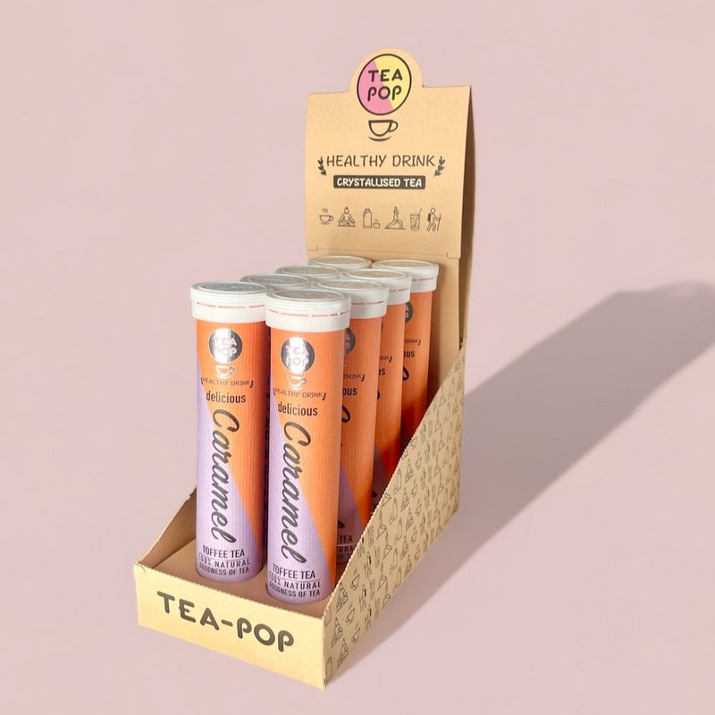 Caramel Tea-Pop, schnell gebrühter Gourmet-Tee (Tablett mit 8 Tuben)