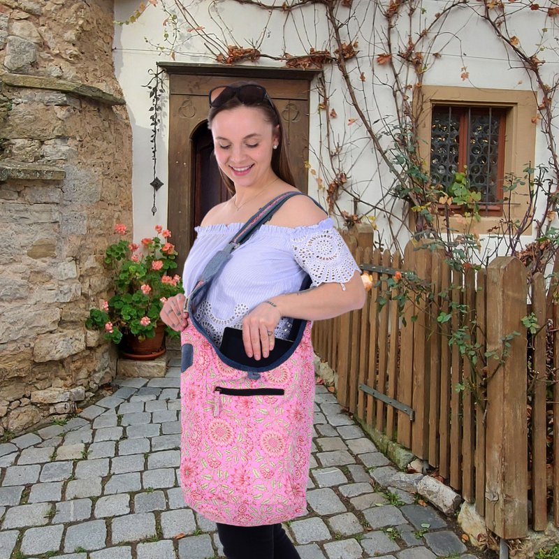 Bolso vaquero sostenible Sunsa. Bolso bandolera portátil de 2 caras. Bolso hobo. Bolso bandolera bohemio