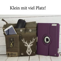 Domelo traditional bag. Women's shoulder bag. Dirndl shoulder bag made of canvas and leather. Handbag in traditional style with deer edelweiss print. Crossbody bag for women as Oktoberfest accessories.