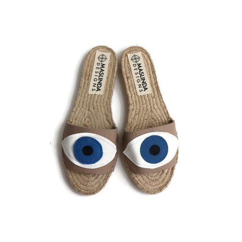 Evil Eye Slides Beige
