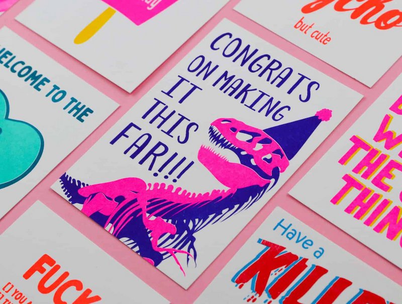 Riso print Congrats t-rex