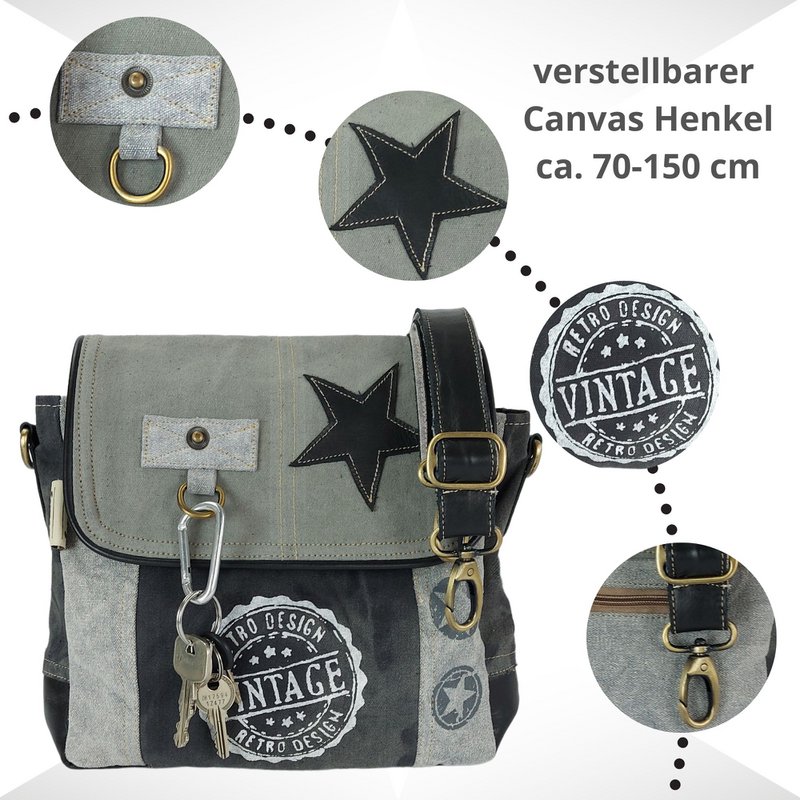 Bolso bandolera Sunsa para mujer. Bolso bandolera pequeño. Bolso bandolera estilo vintage. Bolso de lona. Bolso bandolera grande para mujer.