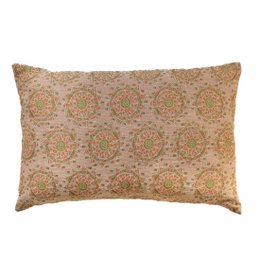 NIN-NIT | Cojín Nouveau de Soleil | 100% algodón tejido | cojín decorativo con soles, mosaico, estampado de naturaleza | marrón | beige | rosa | verde | amarillo | 40x60cm