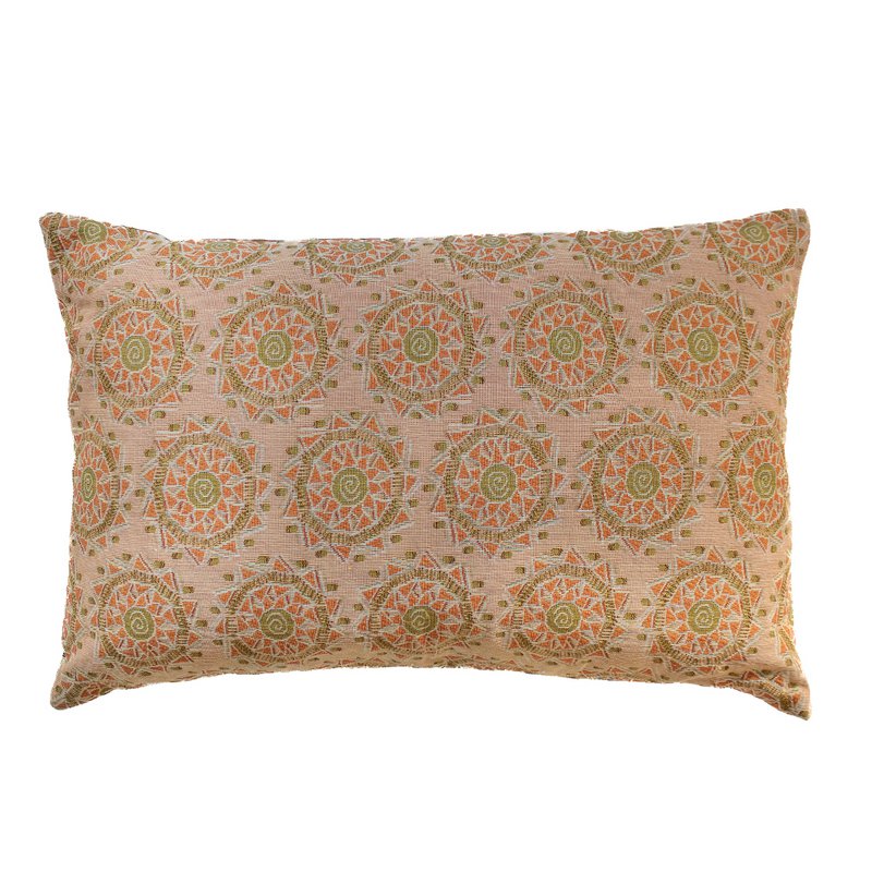NIN-NIT | Cojín Nouveau de Soleil | 100% algodón tejido | cojín decorativo con soles, mosaico, estampado de naturaleza | marrón | beige | rosa | verde | amarillo | 40x60cm