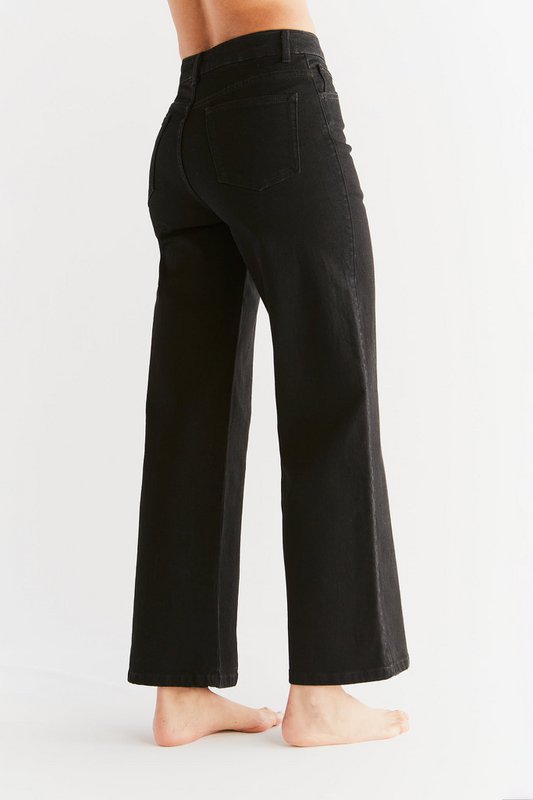 WE1010-104 | Damen jeans med brede ben - kulsort