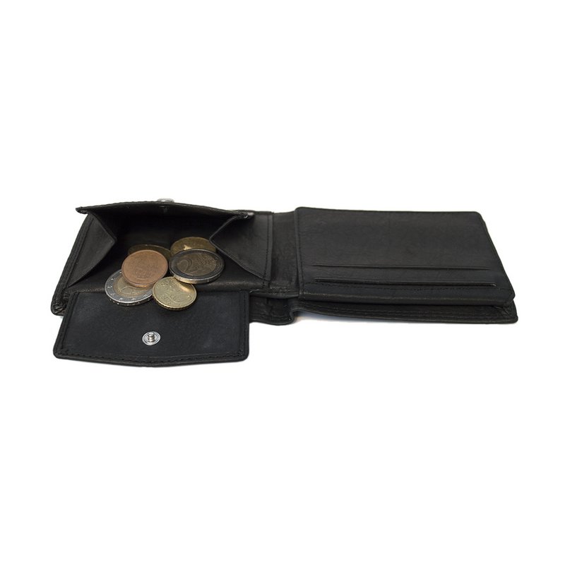 Men's Wallet Billfold Model Of Black Leather